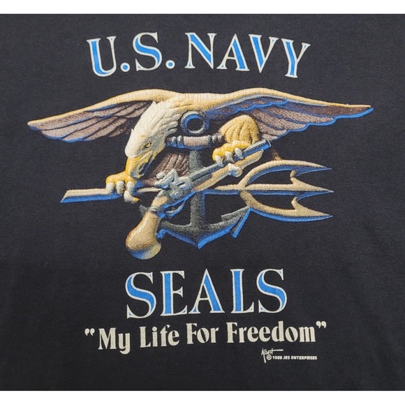 Other - Vintage 80s US Navy Seals USN My Life For Freedom Distressed T-Shirt XL Mens
